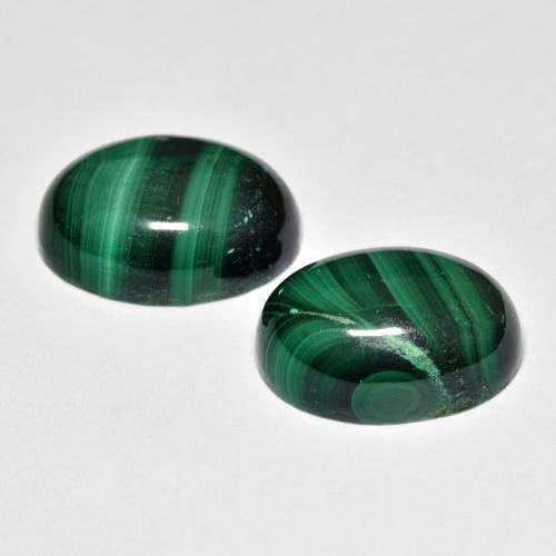 17.39캐럿 천연 여러 가지 빛깔의 녹색 말라카이트 보석, 타원형 컷, 14×11.1 mm, 불투명체
