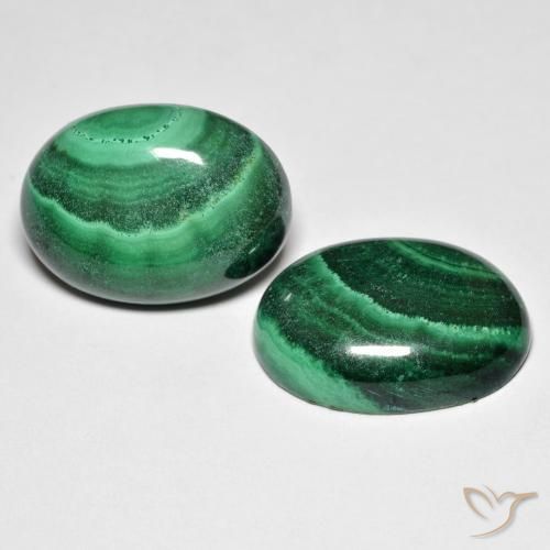 28.50캐럿 천연 다크 그린 말라카이트 보석, 타원형 컷, 18×13.1 mm, 불투명체