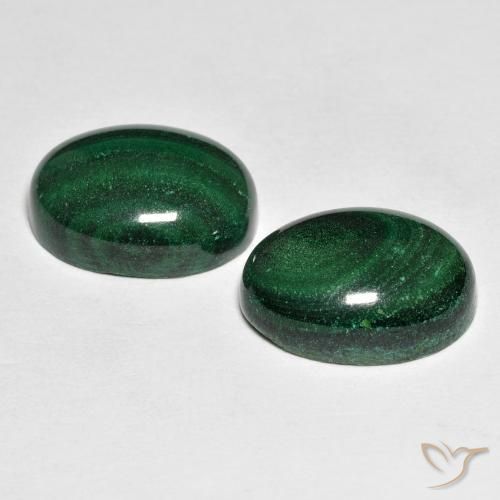 17.59캐럿 천연 그린 말라카이트 보석, 타원형 컷, 14.1×10.1 mm, 불투명체