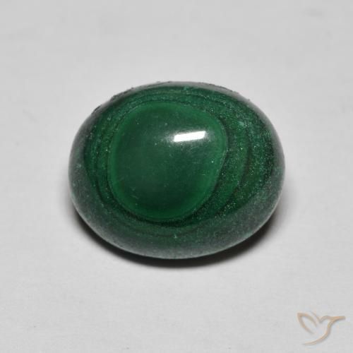 6.43캐럿 천연 그린 말라카이트, 타원형 컷, 11.9×9.7 mm, 불투명체