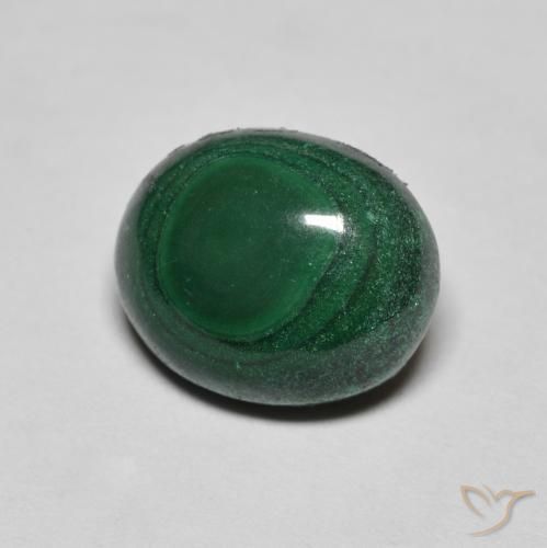 6.43캐럿 천연 그린 말라카이트, 타원형 컷, 11.9×9.7 mm, 불투명체