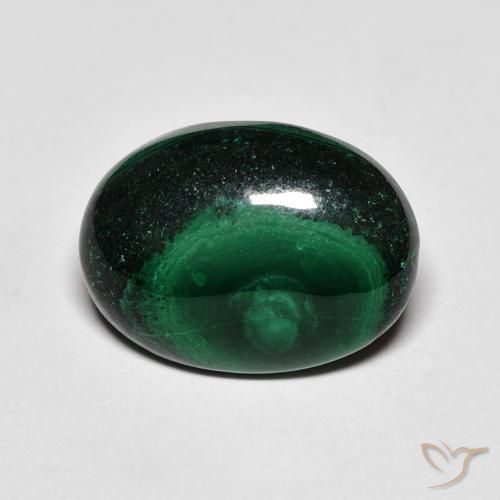 6.48ct 자연스러운 짙은 녹색 공작석, 타원형, 불투명체