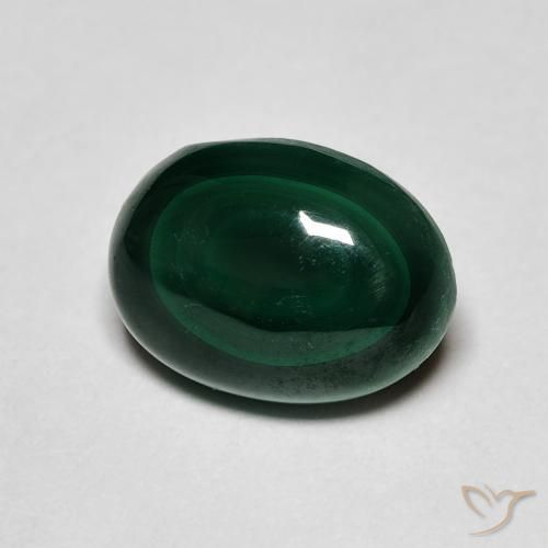 5.64ct 자연스러운 짙은 녹색 공작석, 타원형, 불투명체