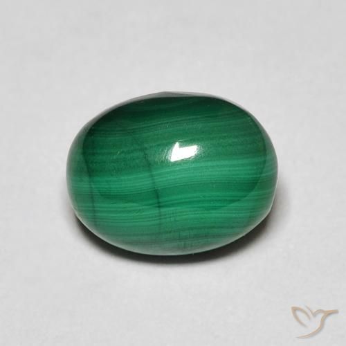 3.26ct 자연스러운 미디엄 그린 공작석, 타원형, 불투명체