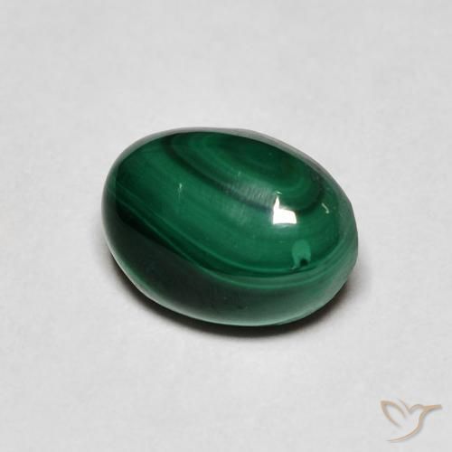 2.78ct 자연스러운 미디엄 그린 공작석, 타원형, 불투명체