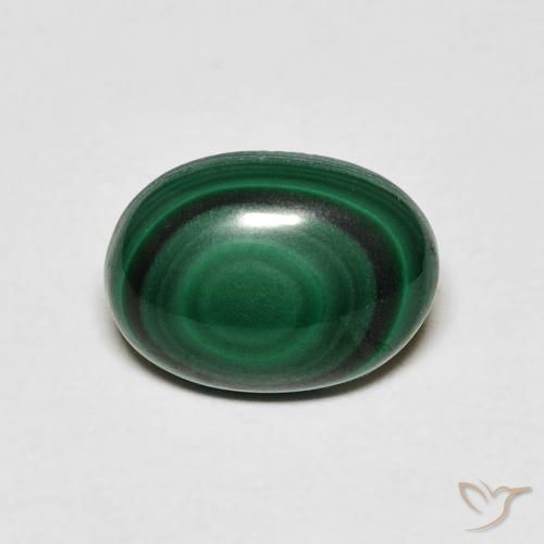 2.60ct 자연스러운 짙은 녹색 공작석, 타원형, 불투명체