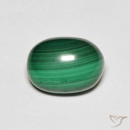 3.44ct 자연스러운 짙은 녹색 공작석, 타원형, 불투명체