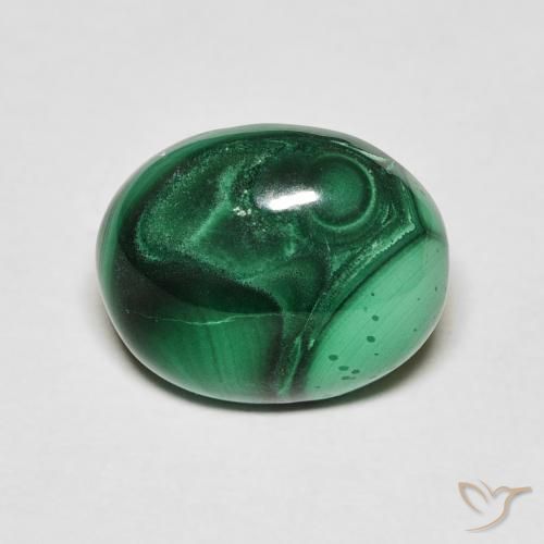 6.65캐럿 천연 여러 가지 빛깔의 녹색 말라카이트, 타원형 컷, 12.4×10.1 mm, 불투명체