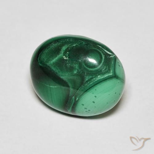 6.65캐럿 천연 여러 가지 빛깔의 녹색 말라카이트, 타원형 컷, 12.4×10.1 mm, 불투명체
