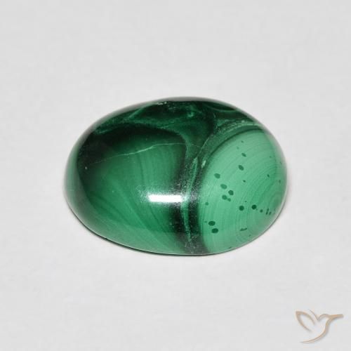 6.65캐럿 천연 여러 가지 빛깔의 녹색 말라카이트, 타원형 컷, 12.4×10.1 mm, 불투명체