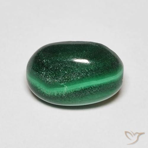 2.27ct 자연스러운 짙은 녹색 공작석, 타원형, 불투명체