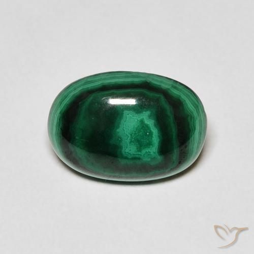3.01ct 자연스러운 짙은 녹색 공작석, 타원형, 불투명체