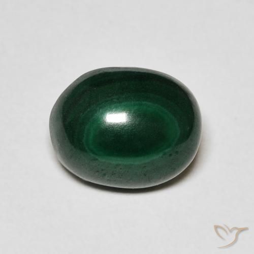 3.00ct 자연스러운 짙은 녹색 공작석, 타원형, 불투명체