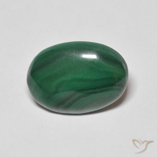 9.48ct 자연스러운 미디엄 그린 공작석, 타원형, 불투명체