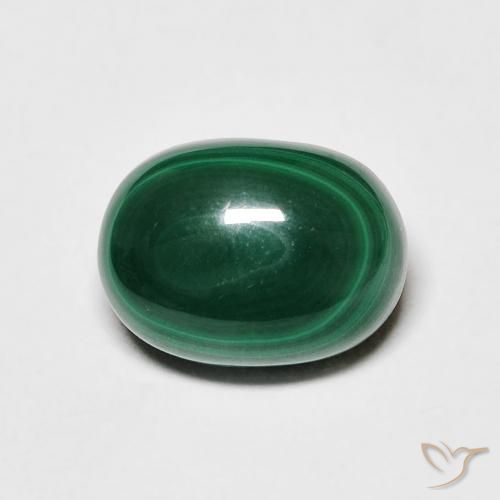 4.25ct 자연스러운 짙은 녹색 공작석, 타원형, 불투명체
