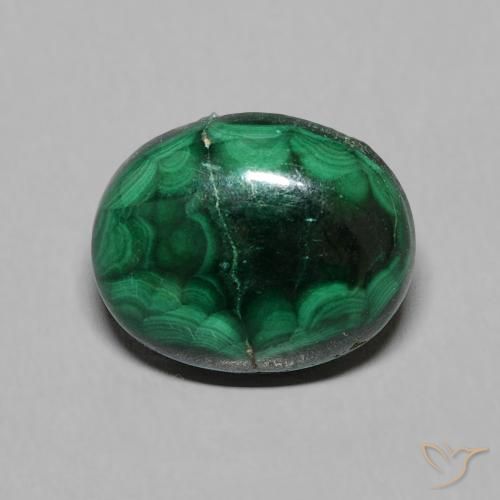 4.46ct 자연스러운 미디엄 그린 공작석, 타원형, 불투명체