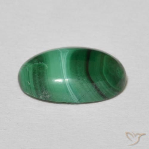 2.16캐럿 천연 여러 가지 빛깔의 녹색 말라카이트, 타원형 컷, 10.1×6.9 mm, 불투명체