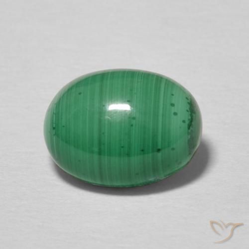 2.38ct 자연스러운 미디엄 그린 공작석, 타원형, 불투명체