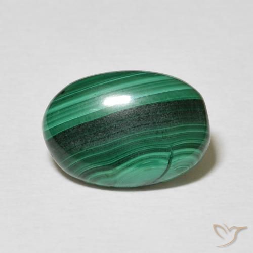 3.85ct 자연스러운 짙은 녹색 공작석, 타원형, 불투명체
