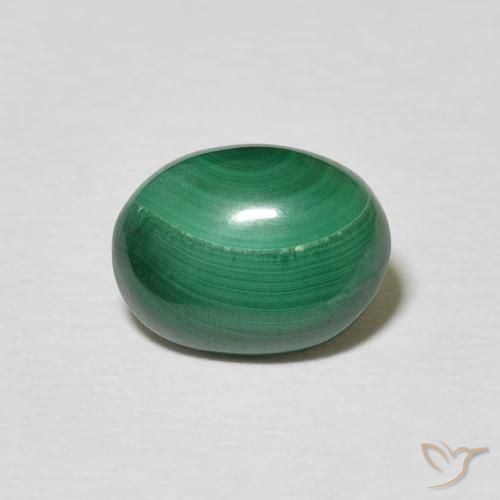 2.75ct 자연스러운 미디엄 그린 공작석, 타원형, 불투명체
