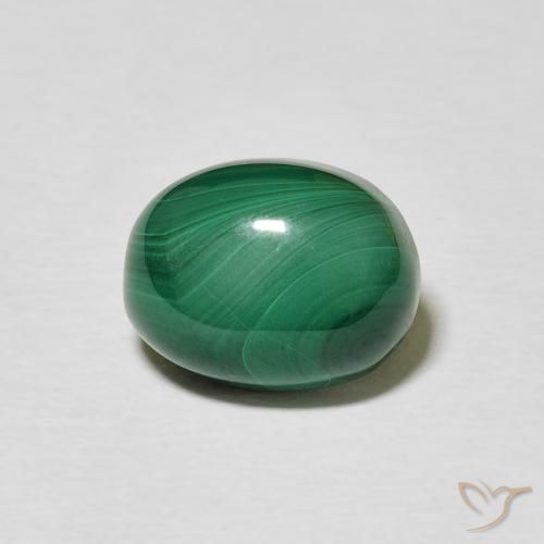 5.16ct 자연스러운 미디엄 그린 공작석, 타원형, 불투명체