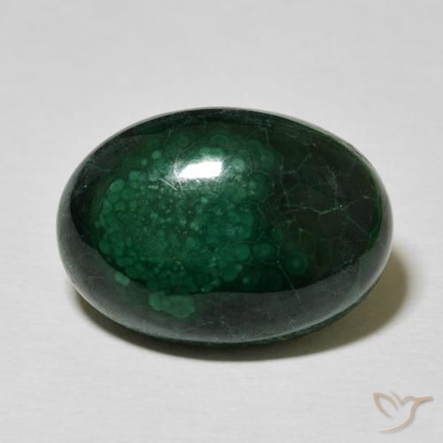 15.28ct 자연스러운 짙은 녹색 공작석, 타원형, 불투명체