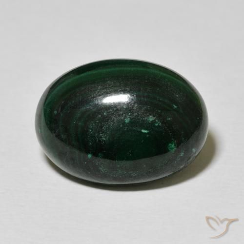 15.62ct 자연스러운 짙은 녹색 공작석, 타원형, 불투명체