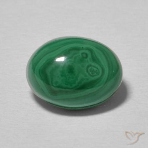 2.90ct 자연스러운 미디엄 그린 공작석, 타원형, 불투명체