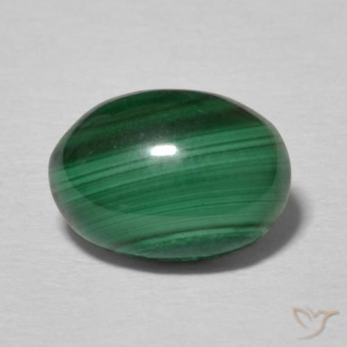 2.36ct 자연스러운 짙은 녹색 공작석, 타원형, 불투명체