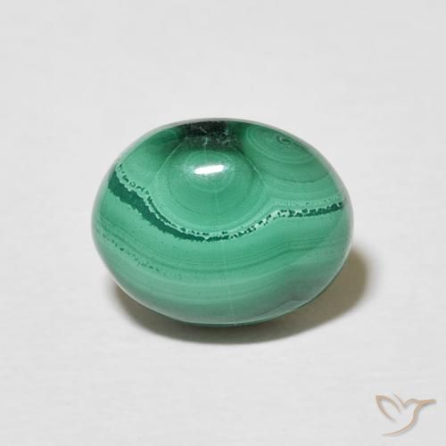 3.72캐럿 천연 여러 가지 빛깔의 녹색 공작석, 타원형 컷, 불투명체