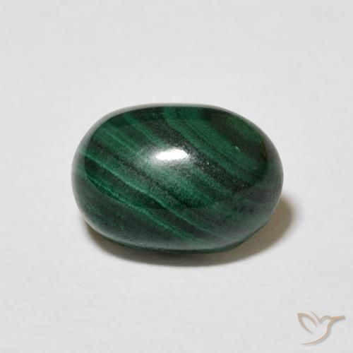 3.00ct 자연스러운 짙은 녹색 공작석, 타원형, 불투명체