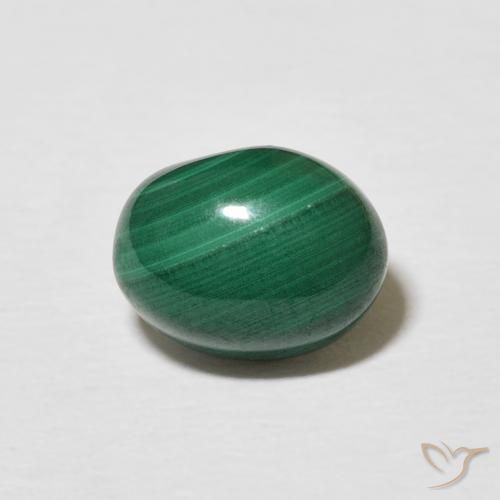 3.12ct 자연스러운 미디엄 그린 공작석, 타원형, 불투명체