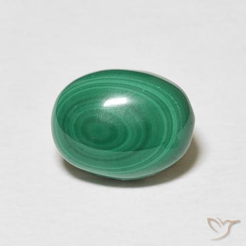 3.58ct 자연스러운 여러 가지 빛깔의 녹색 공작석, 타원형, 불투명체