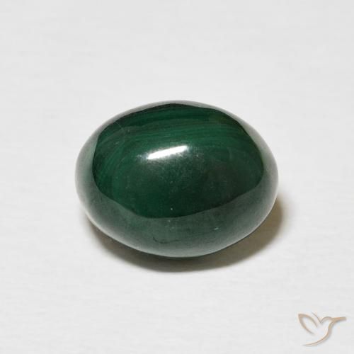 4.66ct 자연스러운 짙은 녹색 공작석, 타원형, 불투명체