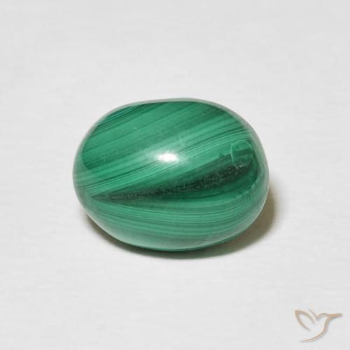 3.16ct 자연스러운 미디엄 그린 공작석, 타원형, 불투명체