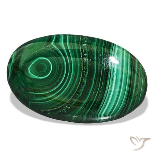 30.82캐럿 천연 여러 가지 빛깔의 녹색 말라카이트, 타원형 컷, 29.2×17.6 mm, 불투명체