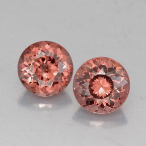 캐럿 천연 핑크 오렌지 말레이 가넷 보석, 라운드 컷, 6.50 mm, VVS