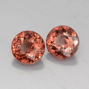 캐럿 천연 핑크 오렌지 말레이 가넷 보석, 라운드 컷, 6.50 mm, VVS-VS