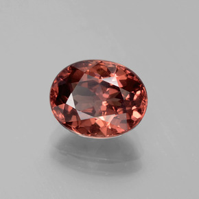 3.84캐럿 천연 로즈 말레이 가넷, 타원형 컷, 10×8 mm, VVS