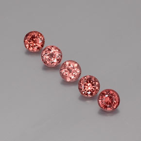 4.16캐럿 천연 핑크 오렌지 말레이 가넷 보석, 라운드 컷, 5.49 mm, VS