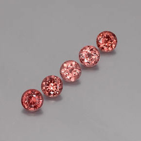4.16캐럿 천연 핑크 오렌지 말레이 가넷 보석, 라운드 컷, 5.49 mm, VS
