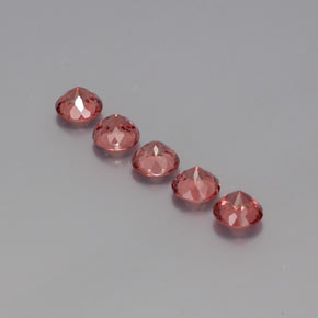 4.16캐럿 천연 핑크 오렌지 말레이 가넷 보석, 라운드 컷, 5.49 mm, VS