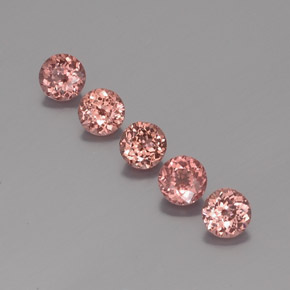 캐럿 천연 핑크 오렌지 말레이 가넷 보석, 라운드 컷, 5.00 mm, VS