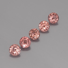 캐럿 천연 핑크 오렌지 말레이 가넷 보석, 라운드 컷, 5.00 mm, VS