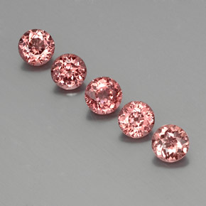 3.92캐럿 천연 핑크 오렌지 말레이 가넷 보석, 라운드 컷, 5.56 mm, VS