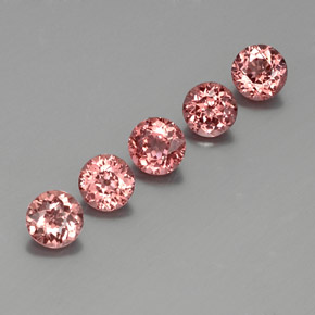 3.92캐럿 천연 핑크 오렌지 말레이 가넷 보석, 라운드 컷, 5.56 mm, VS