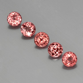 캐럿 천연 핑크 오렌지 말레이 가넷 보석, 라운드 컷, 5.50 mm, VS