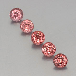 캐럿 천연 핑크빛 로즈 말레이 가넷 보석, 라운드 컷, 5.00 mm, VS