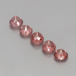 캐럿 천연 핑크빛 로즈 말레이 가넷 보석, 라운드 컷, 5.00 mm, VS