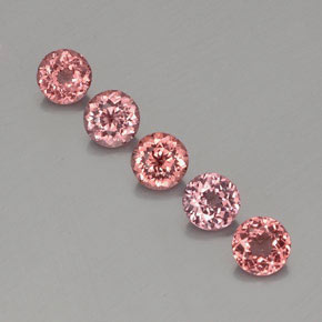 캐럿 천연 핑크빛 로즈 말레이 가넷 보석, 라운드 컷, 5.10 mm, VS